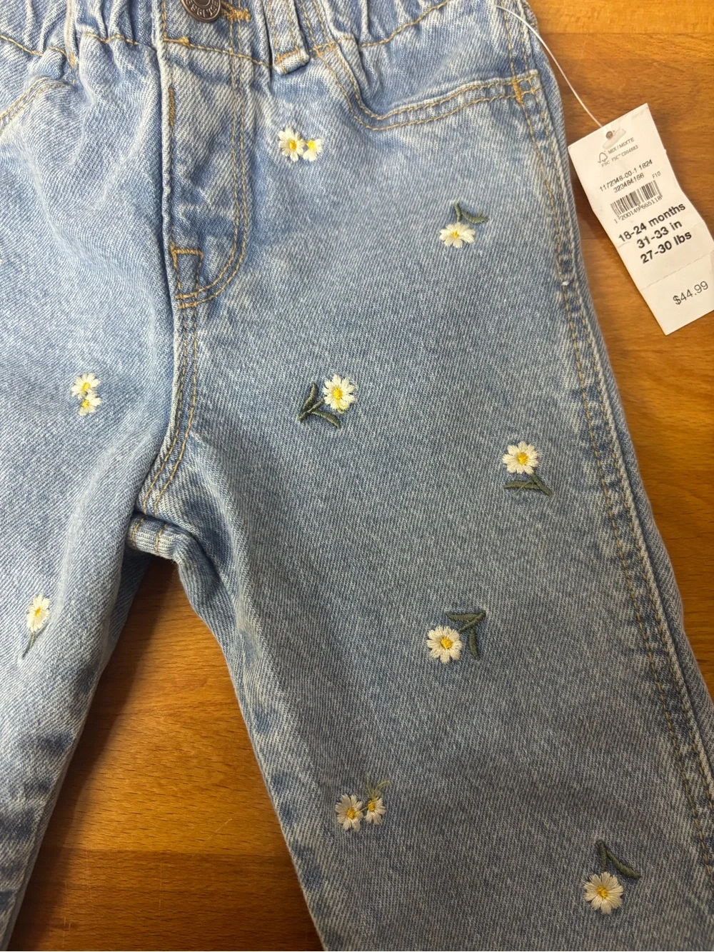 NWT Gap Kids Embroidered Daisy Jeans | 18-24 Months | Paperbag Waist